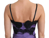 Abito in pizzo nero elasticizzato viola Dolce & Gabbana-IT42-M