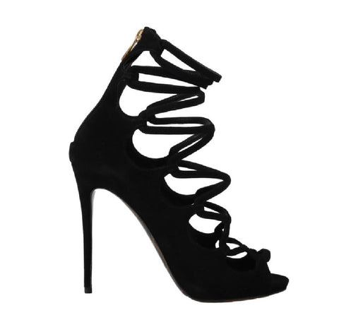 Scarpe con cinturino alla caviglia in camoscio nero D&G-EU39/US8.5