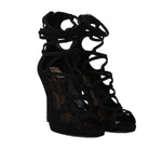 Scarpe con cinturino alla caviglia in camoscio nero D&G-EU39/US8.5