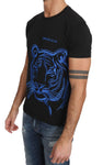 T-shirt con ricamo tigre blu in cotone nero Versace Jeans-IT44 - XS