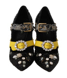 Scarpe con tacchi con borchie in cristallo nero con paillettes D&G-EU40