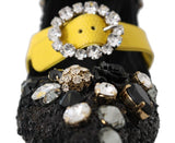 Scarpe con tacchi con borchie in cristallo nero con paillettes D&G-EU40