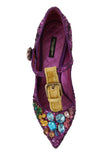 Sandalo di cristallo in pelle con paillettes viola D&G-EU39/US8.5