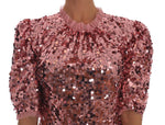 Abito al ginocchio guaina con paillettes rosa Dolce & Gabbana-IT40-S