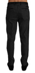 Pantalone regolare a righe nere in lana grigia Dolce & Gabbana-W34