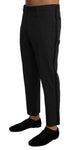 Pantaloni da abito in cotone a righe neri grigi Dolce & Gabbana-W34