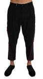 Pantaloni in cotone elasticizzato a righe blu in cotone nero D&G-W34