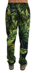 Pantaloni lounge pigiama casual in cotone con foglie verdi D&G-W34