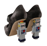 Tacchi robot di velluto grigio Mary Janes Dolce & Gabbana-EU40/US9.5