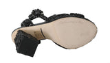 Sandali di cristallo con paillettes in pelle nera D&G-EU35/US4.5