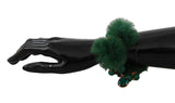 Bracciale D&G Catena Oro Ottone Verde Cristallo Charm Pelliccia - Verde