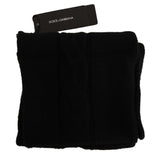 Sciarpa D&G in cashmere con scialle lavorato a maglia 180x24 cm nero