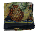 Sciarpa di seta a strisce di ananas D&G 140 cm x 200 cm - Colore blu