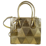 Borsa a tracolla Michael Kors Mercer Studio in pelle media oro goffrato