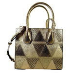 Borsa a tracolla Michael Kors Mercer Studio in pelle media oro goffrato