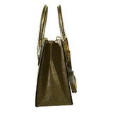 Borsa a tracolla Michael Kors Mercer Studio in pelle media oro goffrato