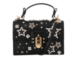 Borsa LUCIA in pelle nera D&G con tracolla in cristallo - colore nero