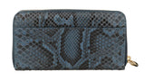 Portafoglio clutch lungo Continental D&G in pelle di serpente pitone blu