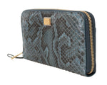 Portafoglio clutch lungo Continental D&G in pelle di serpente pitone blu