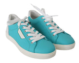 Sneakers casual in pelle con logo blu - Dolce & Gabbana - EU39.5 / US6.5