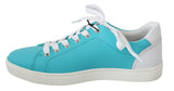 Sneakers casual in pelle con logo blu - Dolce & Gabbana - EU39.5 / US6.5