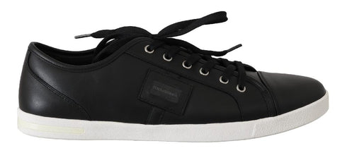 Scarpe da ginnastica casual in pelle con logo nero-D&G-EU44.5 / US11.5