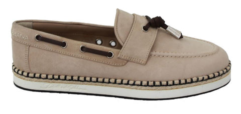 Scarpe basse con espadrillas in pelle beige con logo - D&G - EU41 / US8