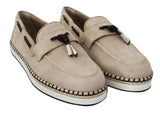 Scarpe basse con espadrillas in pelle beige con logo - D&G - EU41 / US8