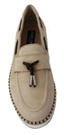 Scarpe basse con espadrillas in pelle beige con logo - D&G - EU41 / US8