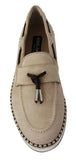 Scarpe basse con espadrillas in pelle beige con logo - D&G - EU41 / US8