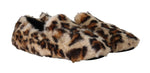 Scarpe basse con pantofole in shearling leopardato marrone-D&G-EU43 / US10