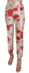 Pantaloni in broccato a fiori floreali Pantaloni rosa - D&G - IT44-L