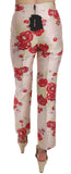 Pantaloni in broccato a fiori floreali Pantaloni rosa - D&G - IT44-L