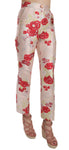 Pantaloni in broccato a fiori floreali Pantaloni rosa - D&G - IT38-XS