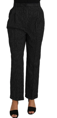 Pantaloni eleganti a righe a spillo neri Pantaloni diritti cropped-D&G-IT46-L