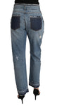 Pantalone con borchie crop floreale in denim di ortensie - D&G - IT40-S