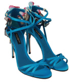 Scarpe sandali a spillo in seta blu farfalla - D&G - EU35.5 / US5