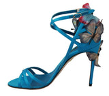 Scarpe sandali a spillo in seta blu farfalla - D&G - EU35.5 / US5