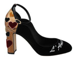 Scarpe con tacchi a cuore in pelle oro velluto nero - D&G - EU40 / US9.5