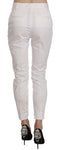 Pantaloni da pantalone attillati skinny a vita alta bianchi-D&G-IT44-L