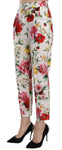 Pantaloni cropped in cotone floreale bianco - Dolce & Gabbana - IT36-XS