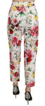 Pantaloni cropped in cotone floreale bianco - Dolce & Gabbana - IT36-XS