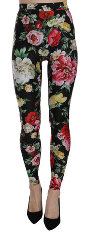 Pantaloni leggings skinny con stampa floreale nera - D&G - IT40-S