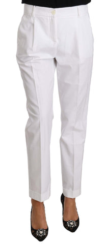 Pantaloni da cerimonia convenzionali in cotone elasticizzato bianco-D&G-IT40-S