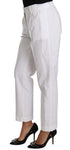 Pantaloni da cerimonia convenzionali in cotone elasticizzato bianco-D&G-IT40-S