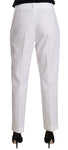 Pantaloni da cerimonia convenzionali in cotone elasticizzato bianco-D&G-IT40-S