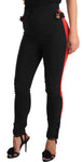 Pantaloni foderati a righe rosse in volpe di cotone nero - D&G - IT40-S