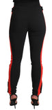 Pantaloni foderati a righe rosse in volpe di cotone nero - D&G - IT40-S