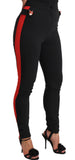 Pantaloni foderati a righe rosse in volpe di cotone nero - D&G - IT40-S