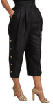 Pantaloni cropped in cotone con bottoni laterali neri - D&G - IT38-XS